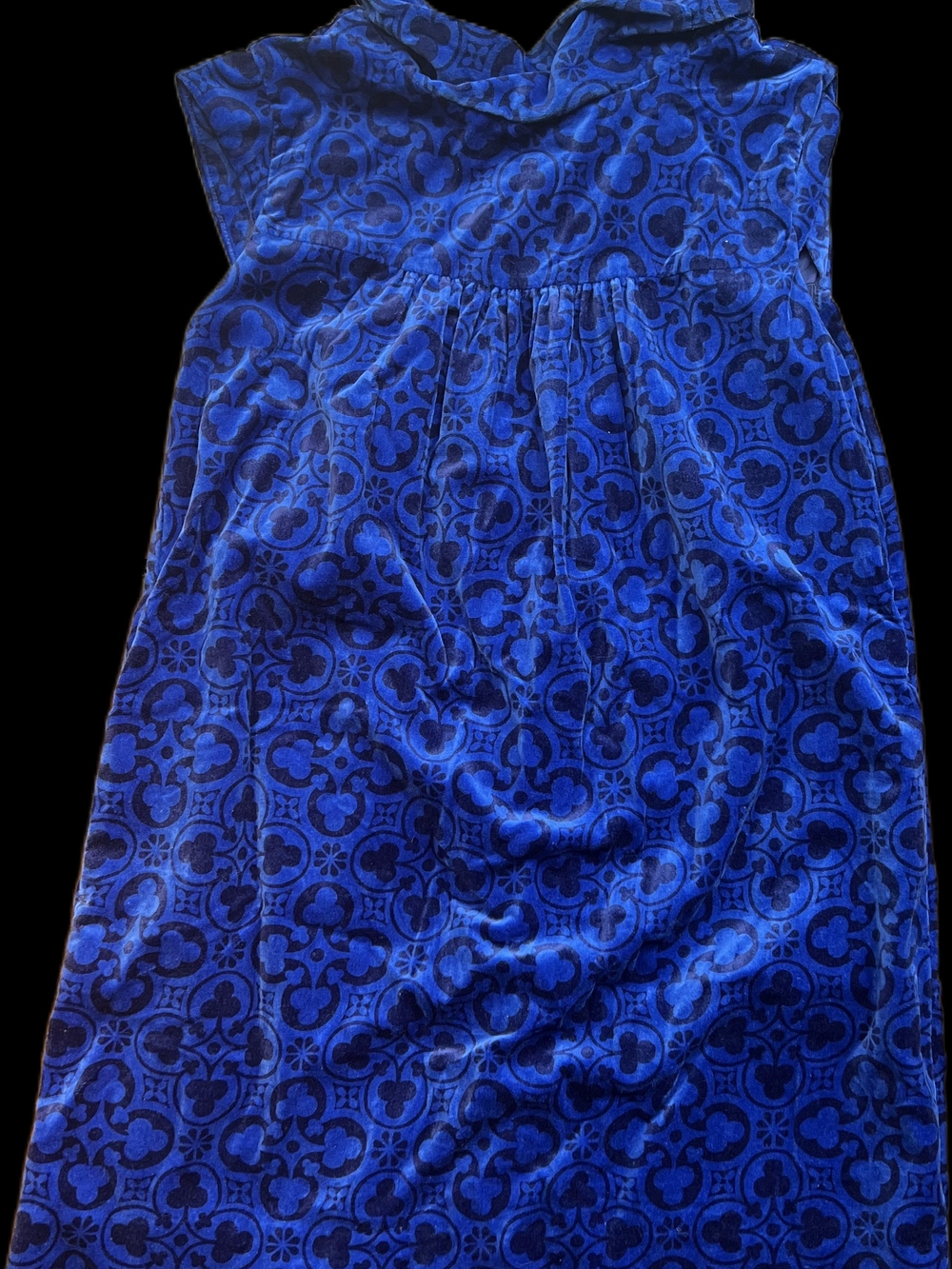 Tea Collection Blue Patterned Velvet Dress